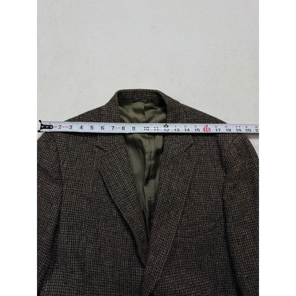Frank Stella Harris Tweed Blazer 40R Brown Herringbone 100% Wool Academic Core